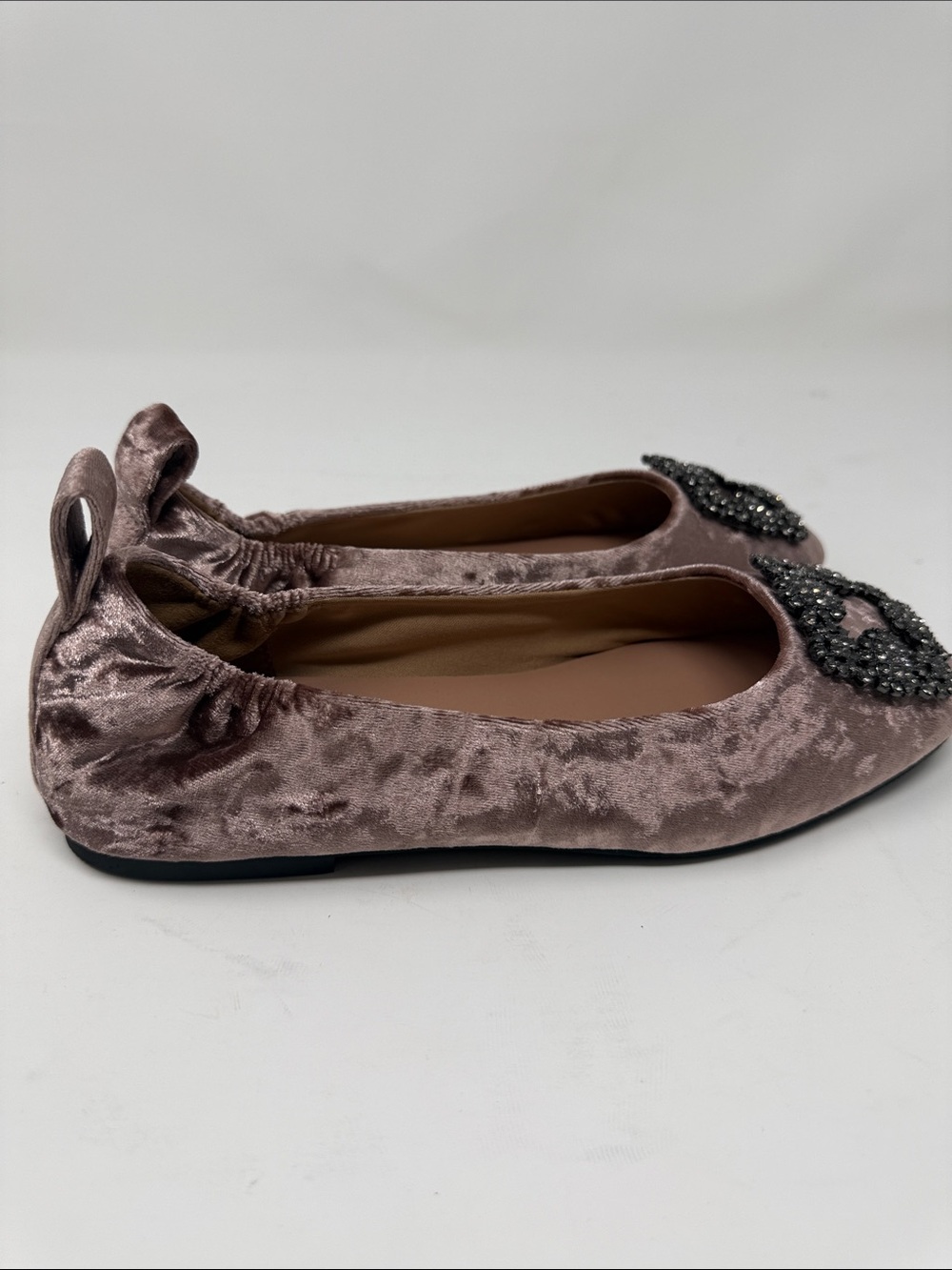 NEW LINEA PAOLO Embellished Velvet Ballet Flats in Mulberry Velvet - Picture 7 of 7